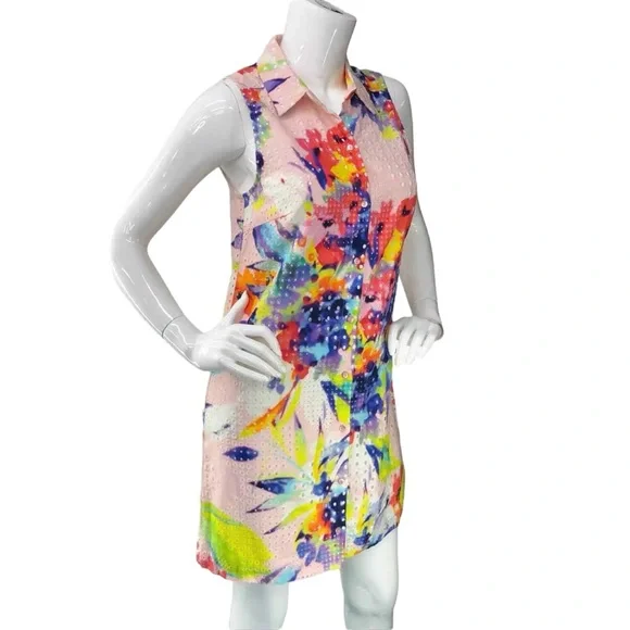 Trina Turk NWT Floral Print Eyelet Dress Womens Size 12 brand new - Picture 13 of 14